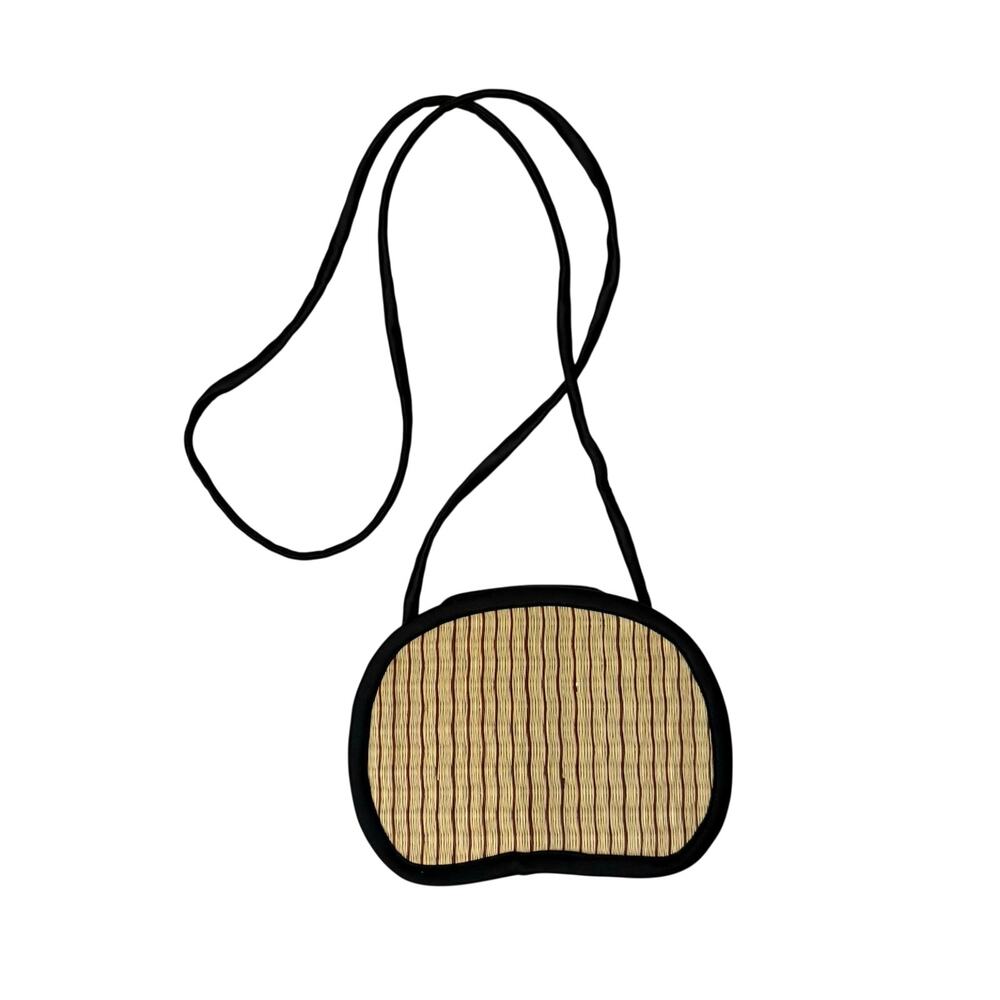 Baskets of Cambodia Saraye Tatami Crossbody Straw Woven Mini Bag Natural